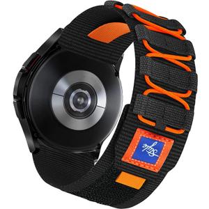 Nylon Loop Elastic Bands Compatible with Samsung Galaxy Watch 3 45mm Band/Galaxy Watch 46mm/Gear S3 Frontier, 22mm Sport Smart Watch Bands Adjustable Quick Release Straps for Women Men. (Black)