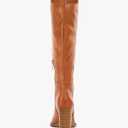 Juliet Holy Women's Knee High Boots Stacked Block Heel Pointed Toe Riding Boots (6.5, Brown)