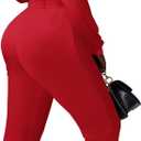 BestGirl Women's Sexy Turn Down Collar Long Sleeve Beam Foot Jumpsuits (Red, XL)