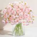 Alupssuc 30Pcs Ranunculus Artificial Flowers Faux Silk Mini Ranunculus, Spring Flowers Artificial Indoor for DIY Bouquets, Bulk Fake Wedding Filler Flowers for Bride Shower Decorations, Shabby Blush