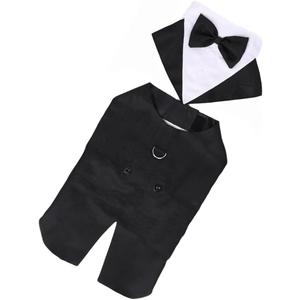 BESPORTBLE Puppy Cotton Tuxedo Suit for Weddings Formal Events and Parties Elegant Pet Outfit Bow Tie Comfortable for Special Occasions