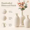 White Textured Ceramic Vases Set of 4, Small Rustic Pottery Vases for Dried Flowers, Minimalist Farmhouse Decorative Bud Vases for Table Shelf Living Room Home Decor