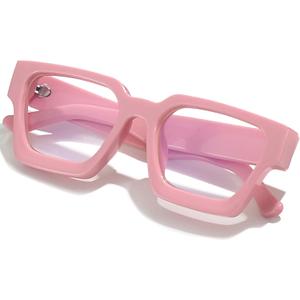 AIEYEZO Square Thick Frame Glasses for Women Men Fashion Blue Light Glasses Trendy Chic Computer Eyeglasses (Pink)