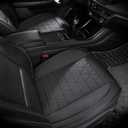 Leather Front Car Seat Cover - Bottom Car Seat Covers Fully Wrapped, Non-Slip, Luxury Appearance and Comfort, Fits Most Vehicles, 2 Pack, Black