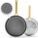 GreenPan Hybrid 9.5 & 11 Nonstick Stainless Steel Frying Pan Set, APEX Tri-Ply Thermobond PFAS-Free Ceramic Skillets, Induction & All Cooktop Compatible, Oven Temp to 850F, Dishwasher Safe, Gold