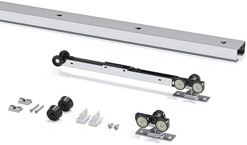 EaseLife 4FT/48in Sliding Pocket Door Hardware Kit Soft Close Mechanism, Aluminum Box Rail Kit,Slide Smoothly Quietly,Easy Install,No Door (44.5" Track Kit for 23"~24" Wide Single Door)