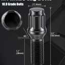 GAsupply M14x1.25 Lug Bolts 28mm Shank fits for BMW i3, i4, i5, i7, i8, ix, M2, M3, M4, M5, M8, x1, x2, x3, x4, x5, x6, x7, xM, Black 14x1.25 6 Spline Wheel Lug Bolt Conical Seat, 20 pcs+1 pcs Key