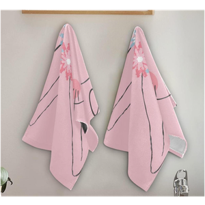 Artoid Mode Pink Rabbit Flower Wreath Happy Easter Spring Kitchen Towels Dish Towels, 18x26 Inch Farmhouse Summer Decoration Cleaning Set of 2