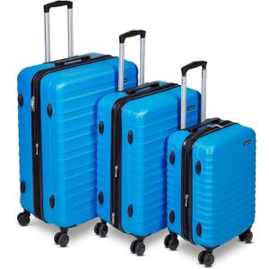 Amazon Basics 3-Piece Hardside Expandable Travel Luggage Set (21", 26", 30"), Scratch-Resistant Suitcases with Multi-directional Wheels, Carry-on and Checked Bags, Light Blue