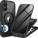 BERFY for iPhone 17 Case, Compatible with MagSafe, Built-in Privacy Screen Protector, Camera Protection, Shockproof Full Body Phone Case 6.3", Clear Black