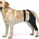 Dog Rear Leg Sleeve to Prevent Licking - Comfortable Recovery Sleeve for Back Hind Leg, Wound Recovery After Surgery for Torn ACL/CCL TPLO, Cone Alternative,Upgraded Threaded Opening (Black) (Left-2XL)