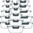 M MCIRCO 30 Pieces Glass Food Storage Containers with Snap Locking Lids,Glass Meal Prep Containers Set - Airtight Lunch Containers, Microwave, Oven, Freezer and Dishwasher