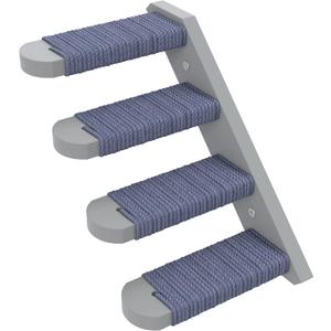 Skywin Cat Steps - Grey Solid Rubber Wood Cat Stairs Great for Scratching and Climbing - Easy to Install Wall Mounted Shelves for Playful Cats (Right to Left)