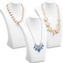 Kigley 3 Pcs Velvet Jewelry Display Bust Necklace Display Stand Necklace Mannequin Holder Stands for Selling Trade Shows Props (White)