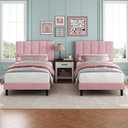 Garvee Twin Size Bed Frame with Upholstered Headboard for Kids, Pink
Fully Velvet Upholstered Mattress Foundation with Height Adjustable Headboard, No Box Spring Needed, Easy Assembly