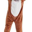 SWEETXIN Unise Kids Jumpsuit Cosplay Onesie One Piece Suit for Girls Boys Halloween Character Costume Dress Up Party (12 Years, Brown Reindeer)