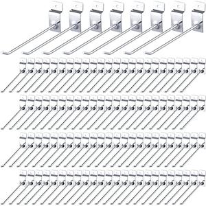 Moxweyeni Multi Pcs Heavy Duty Slatwall Panel Hooks Hanging Metal Slat Wall Hanging Hooks Silver Slat Wall Hanger Commercial Grade Slatwall Pegs Accessories for Shop Retail Display(6 Inch)