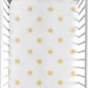 Sweet Jojo Designs Fitted Baby Crib Sheets (White and Yellow Boho Sun) for Boys or Girls, Infant Nursery, Toddler Room - Standard Size (Bohemian, Celestial, Sky, Desert, Sunshine, Outdoors, Nature)