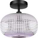 Semi Flush Mount Ceiling Light Fixture,Hallway Light Fixtures,Kitchen Lighting Fixtures Ceiling,Globe Glass Ceiling Light Fixture,Vintage Light FIxtures for Bathroom EntryWay Bedroom (Smoky)