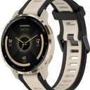 Stripe Silicone 18mm Band Compatible with Garmin Venu 3S / Venu 2S / Vivoactive 4S/ Vivomove 3S/Venu 4 41mm, Soft Rubber Breathable Sport Strap Quick Release Wristband Loop for Men Women (black rim+starlight)