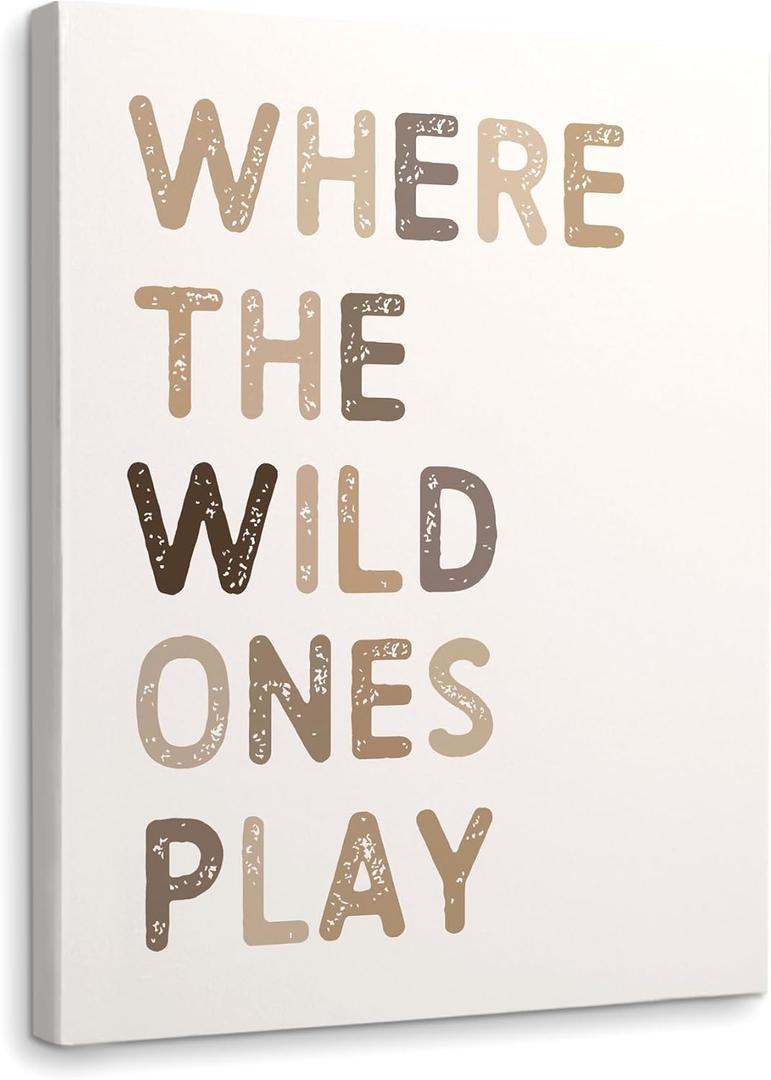 WODMIS Play Room Wall Decor,Kids Where The Wild Ones Play Framed Canvas Wall Art Decor 1114,Play Sign,Colorful Play Room Art Painting Artwork Wall Playroom Nursery Toddler Kids Room Decoration Prints Decor (khaki, 11x14)