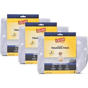 GLAD for Pets Washable Training Pads, Small Size (18"x24"), 6 Pack Gray with Paw Prints| Re-usable Cloth Dog Training Pads with 3 Layers of Leak Protection and No Slip Grip Vinyl Bottom