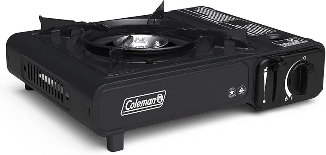 Coleman Classic 1-Burner Butane Stove Portable Camping Stove with Carry Case & Push-Button Starter Includes Precise Temperature Control & 7650 BTUs of Power for Camping Tailgating & More (Black)