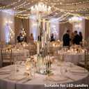 Floor Candelabra Wedding Centerpiece, 45.3'' Tall Floor Candle Holder Set, 8-arm Silver Metal Candlestick Holders with Acrylic Shades, LED Taper Candle Holder Stand for Party Wedding Home Decor