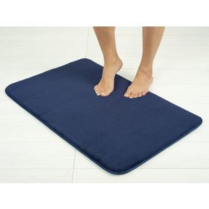 American Soft Linen 21x32 Fluffy Foamed Slip Reducer Bath Rug, Machine Washable Area Bath Mat Rugs for Bathroom, Navy Blue