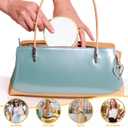POPETPOP Vintage Compact Handheld Mirror: 24x13cm Golden Framed Round Makeup Mirror for Dressing Room