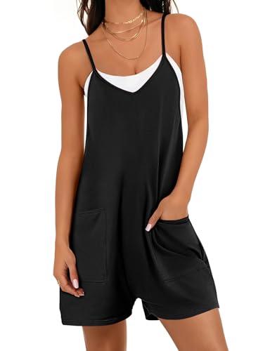 Buauty Women's Casual Rompers Summer Sleeveless Jumpsuits Loose Spaghetti Strap Shorts Overalls Trendy Outfits With Pockets