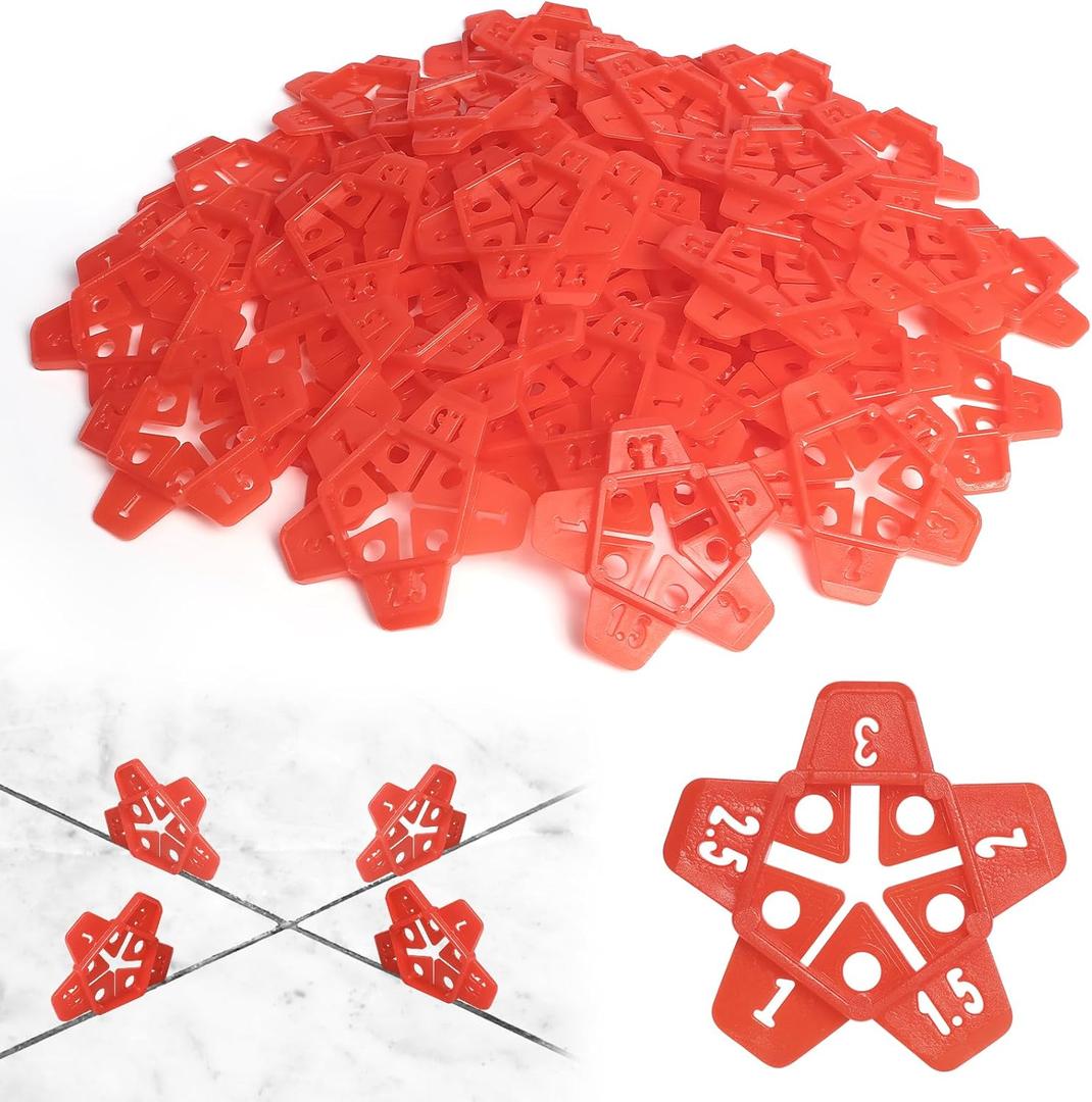 DGSL Tile Leveling System 400 pcs Reusable Tile Spacers Pentagram Plastic Shims for Various Types of Tile Leveling, Upgraded 5 Different Sizes Easy to Use and Remove,Suit For 1-1.5-2-2.5-3 mm Gap