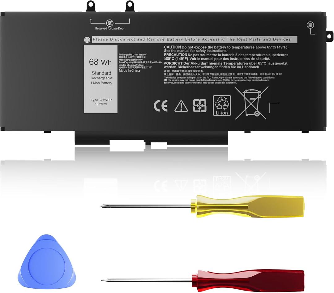 New 68Wh 3HWPP Laptop Battery Replacement for Dell Latitude 5410 5401 5510 5501 5511 5411 Precision 3541 3551 Inspiron 17 7500/7506 2-in-1 Inspiron 7706 2-in-1 Fits 10X1J N2NLL 1VY7F 451-BCMN 15.2V