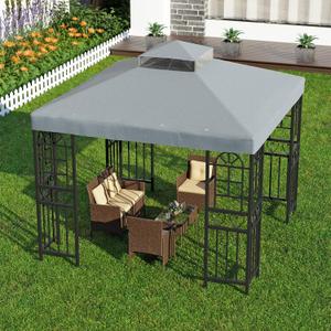 10'x10' Replacement Canopy Top Cover Only for Gazebo, Double Tiered Gazebo Covers for Outdoor Patio Garden Canopy Upgraded 2025 (Gray)