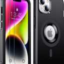 WAVELIFE for iPhone 14 Case,[Compatible with Magsafe][Military Grade Drop Protection][Non-Slip][2 Pcs Glass Screen Protectors] Dropproof Heavy Duty Shockproof Magnetic Phone Case-Black