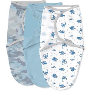 SwaddleMe by Ingenuity Original Swaddle, Size Small/Medium, For Ages 0-3 Months, 7-14 Pounds, Up to 26 Inches Long, 3-Pack Baby Swaddle Blanket Wrap (Dino)