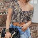 Tie Dye V-Neck Shirts Sexy Tops for Women Deep V-Neck Short Sleeve Shirt Summer Vintage Loose Basic Shirts
