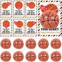 Jenaai 30 Sets Valentine Basketball Team Gift Bulk Orange Basketball Keychain with Inspirational Cards Valentine Party Favor for Team Player Group Athletes