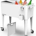 Permasteel Party Cooler with Divider, Spacious 80-Qt Capacity, Chills 36hrs, Serving Tray, Rolling Ice Chest for Indoor and Outdoor Entertainment