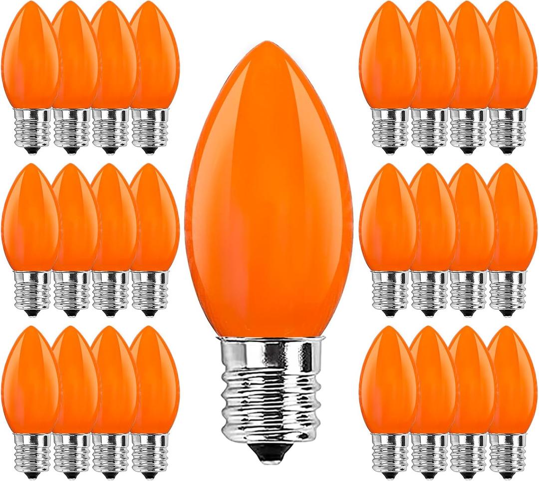 25 Pack C9 Orange Halloween Replacement Light Bulb