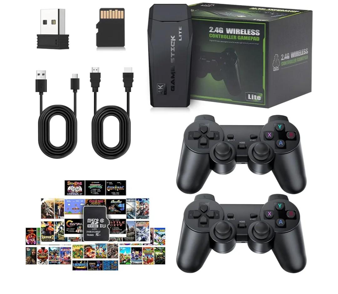 2025 New Wireless Console,Retro Stick Game,Wireless Game Stick Dongle,4K HD Plug and Play Retro Arcade TV Gaming Console with Builtin 9 Emulators,Built in 20000+Games