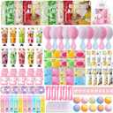 130 PCS Spa Party Supplies for Women, Include Face Masks Skincare, Hand Cream, Lip Balm, Lip Mask, Under Eye Patches,Hair Brush, Foot Bath Bombs,Spa Birthday Sleepover Party Supplies for Girls Women