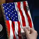 Spiral Journal Notebook,A5 Hardcover Lined Journals for Women Girl 6 x 8.3 in,120 Pages Thick Paper,Cute College Ruled Writing Notebook for Gifts Office Work School(Old Wood American Flag)