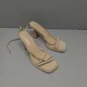 Reitoye Strappy Heels for Women Platform High Chunky Heels Square Open Toe Heeled Sandals Ankle Strap Block Heels, 8