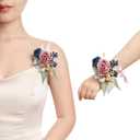Ling's moment 2pcs Prom Wrist/Shoulder Corsage Artificial Flower, Girl/Mother Homecoming/Wedding Corsage Wristlet Dcor, etc. Dusty Rose Navy Blue