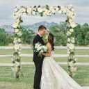 Lvydec 2 Pack Artificial Peony Garland - 6ft Silk White Peony Flower Arch Vine for Wedding Party Table Decoration