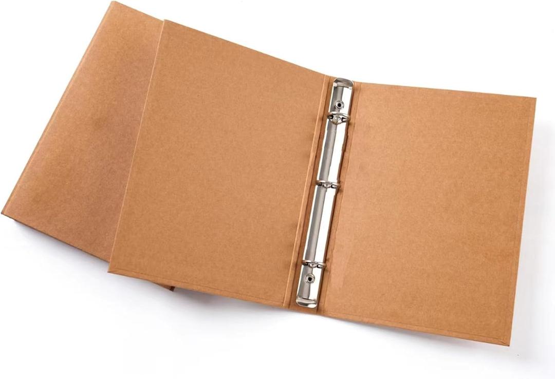 A5 Binder 3 Ring, A5 Binder, 2pcs Kraft Paper 3 Round Ring Binder Cover Protector for Journal Note Book Carrying Around Notes (A5-3Ring)