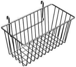 Narrow Gridwall Basket Black 3 Pcs - Work For Grid Panels 11.5" x 6.5" x 4.5" 