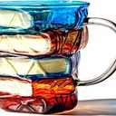Artistic Book Stack Glass Coffee Mug,11oz Handmade Tea Cups Cool Funny, Decorative Design for Book Lovers Gifts for Women and Man (Medium)