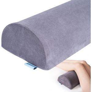 Knee Pillow for Back Sleeping, Pain Relief Memory Foam Bolster Pillow for Legs, Under Knee & Bed, Roll Round Support Wedge Pillow, Large Half Moon Pillow Ideal for Massage Table, Grey